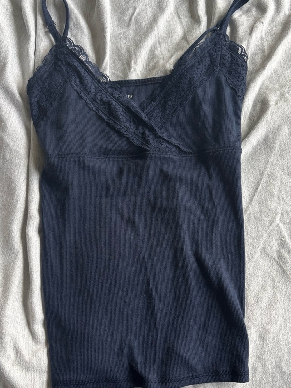 Hollister Navy Lace-Trim Ribbed Cami